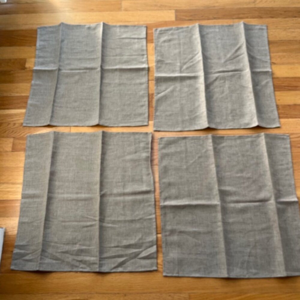 Libeco Linen/Poly Blend Napkins S/6 NWT's Made in Belgium  18" x 18" Flax